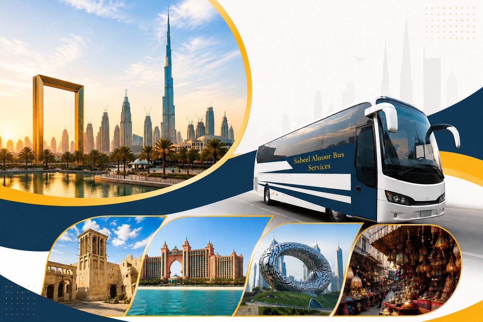 Dubai city tour with iconic landmarks and Sabeel Alnoor Bus Services